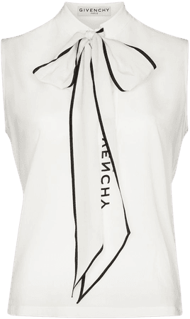 Givenchy logo-print pussy-bow Blouse - Farfetch