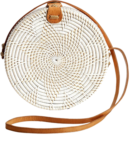 Rattan Bags for Women - Handmade Wicker Woven Purse Handbag Circle Boho Bag Bali (White): Handbags: Amazon.com