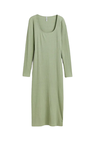 Ribbed Bodycon Dress - Khaki green - Ladies | H&M US