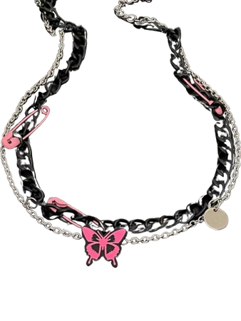 pink and black necklace