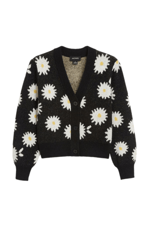 Button up cardigan - Black with pattern - Cardigans - Monki WW