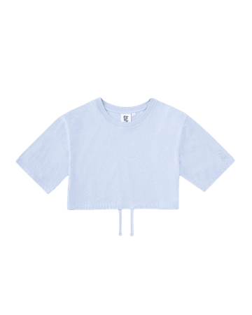 cotton crop drawstring t-shirt cashmere blue | les girls les boys