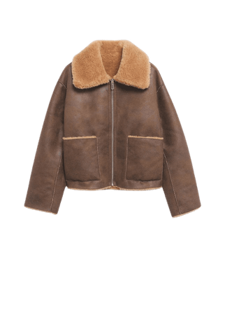 Reversible faux shearling-lined jacket - Women | Mango USA