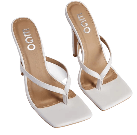 white thong sandal heels