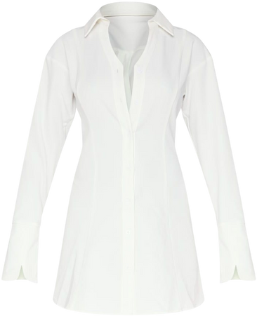 White Woven Lace Back Detail Shirt Dress | PrettyLittleThing USA