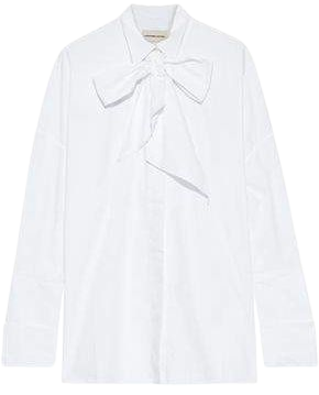 Pussy-bow Cotton-poplin Shirt