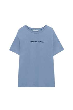 T-shirt with chest slogan - 100% ecologically grown cotton - pull&bear