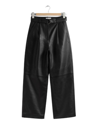 Wide Leather Trousers - Black - Wide trousers - & Other Stories US