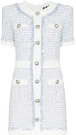 Balmain Buttoned Tweed Mini Dress