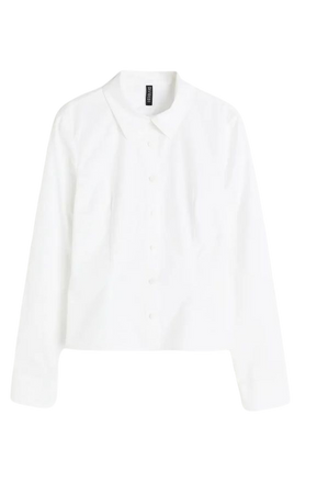 Fitted Poplin Shirt - White - Ladies | H&M US