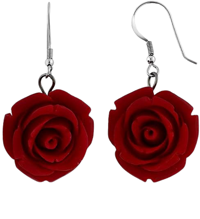 Amazon.com: Gem Stone King 20MM 925 Sterling Silver Red Simulated Coral Carved Rose Flower Earrings: Dangle Earrings: Jewelry