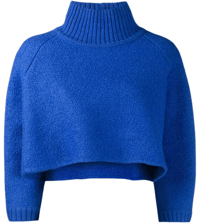 Blue Cropped Turtleneck Sweater