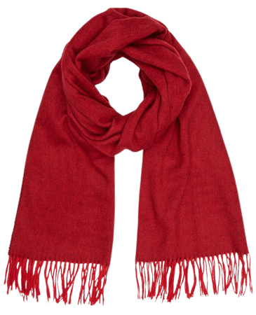 Picton Red Cashmere Blend Fringed Scarf – REISS