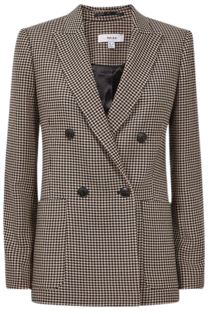 Reiss Ella Double Breasted Wool Dogtooth Blazer | REISS USA