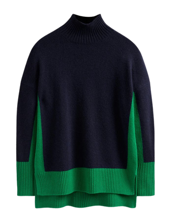 Oversized High Neck Sweater - Navy Colourblock | Boden US