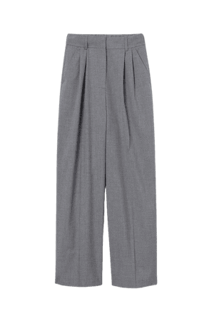 Wide-leg Suit Pants - Gray