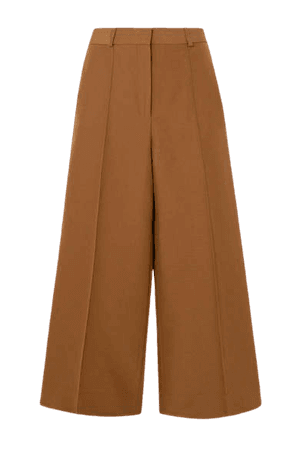 Victoria, Victoria Beckham - Cropped Cotton-blend Twill Wide-leg Culottes - Camel