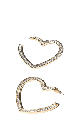Gold Diamante Insert Heart Hoop Earrings | PrettyLittleThing USA