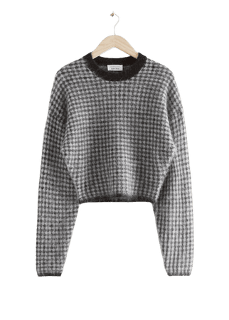 Fuzzy Jacquard Knit Sweater - Black Checks - Sweaters - & Other Stories