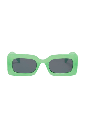 Green rectangular retro sunglasses - Bright green - Monki WW