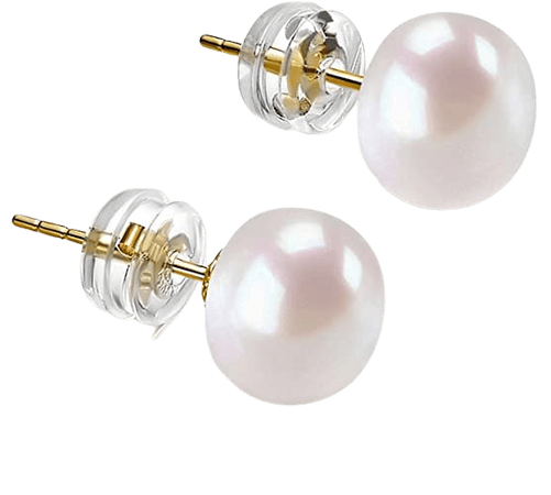 Amazon.com: PAVOI 14K Gold Freshwater Cultured White Button Pearl Stud Earrings - 5.5-6mm: Clothing, Shoes & Jewelry