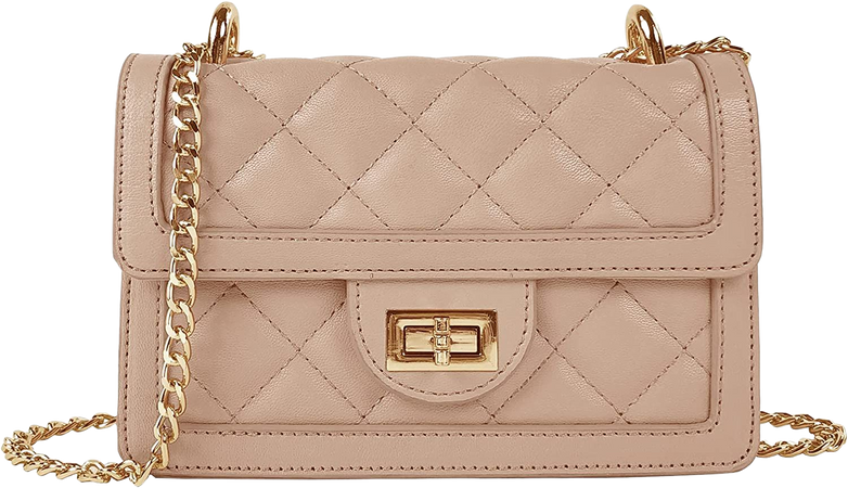 SG SUGU Small Quilted Crossbody Bag, Trendy Designer Shoulder Bag, Phone Wallet Purse for Women (Nude): Handbags: Amazon.com