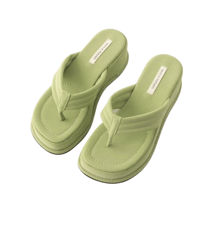 green platform sandals