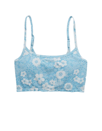 Aerie Jacquard Floral Longline Scoop Bikini Top