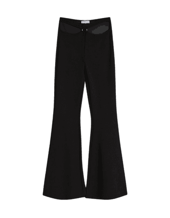 Black Knitted Split Hem Flare Pants