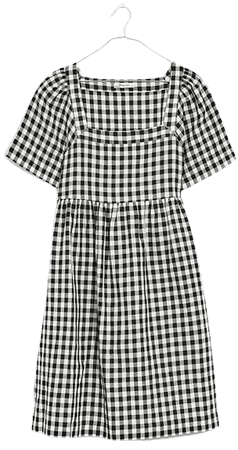 Linen-Blend Allie Mini Dress in Gingham Check
