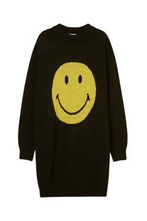 Jacquard-knit Dress - Black/Smiley - Ladies | H&M US