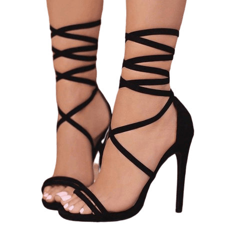 Strappy Black Stiletto Heels