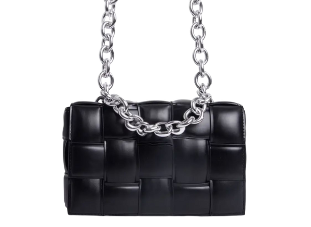 silver and black bag