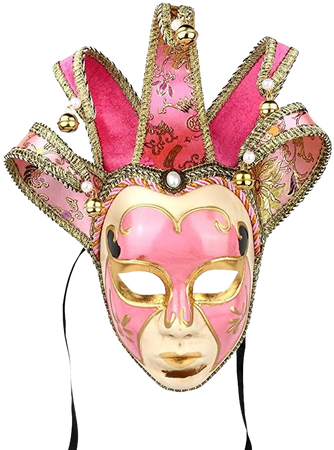 Amazon.com Full Face Venetian Jolly ＆ Jester Mask Masquerade Mardi Gras Wall Decorative Art Collection