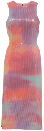 Miami Sunset Tie Dye Sequin Cut-Out Midi Sunset Dress