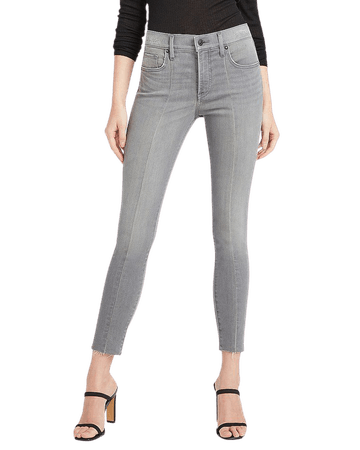 Mid Rise Gray Faded Seamed Skinny Jeans