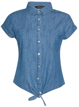 Blue Denim Short Sleeve Shirt | Dorothy Perkins