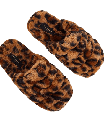 Ted Baker Alhana animal print mule slipper in brown | ASOS