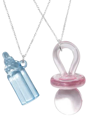 Blackheart Bottle & Pacifier Best Friend Necklace Set,