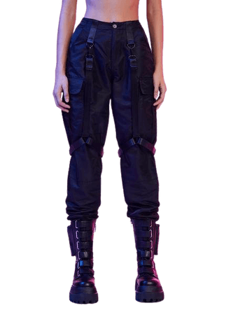 Current Mood Nylon Harness Cargo Pants - Black | Dolls Kill