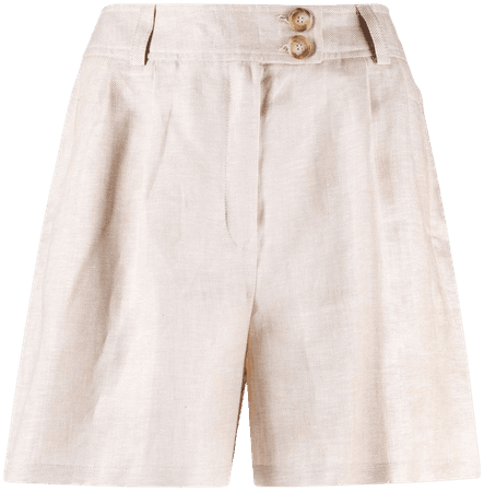 12 STOREEZ box-pleat linen shorts - FARFETCH