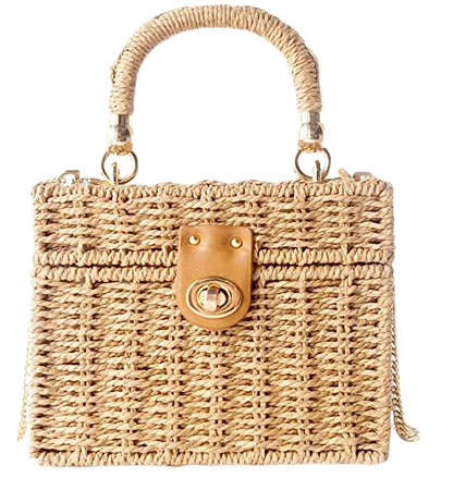 Amazon.com: Handwoven Rattan vintage purse Bag Natural Chic Casual Handbag Beach Sea tote Basket Straw vacation Bag (Brown) : Clothing, Shoes & Jewelry