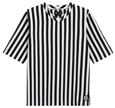 black and white striped Doc t-shirt