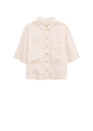 100% crop linen shirt - Women | Mango USA