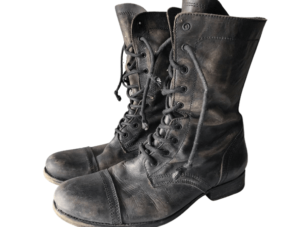 old Army Boots Grey Worn Down Worn Out Wrecked