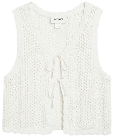 Cropped buttoned knit vest - White - Monki WW