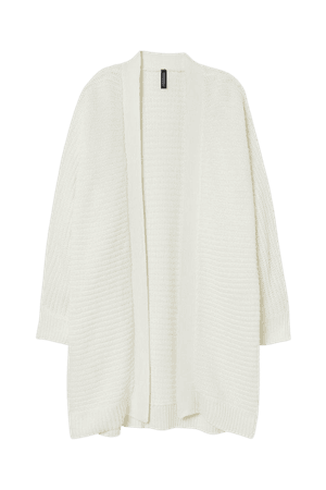 Rib-knit Cardigan - White