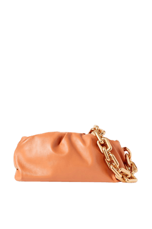 Light brown The Chain Pouch gathered leather clutch | Bottega Veneta | NET-A-PORTER