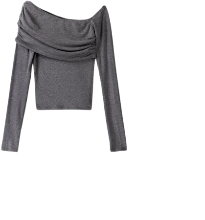 Long sleeve asymmetric T-shirt - New - Women | Bershka
