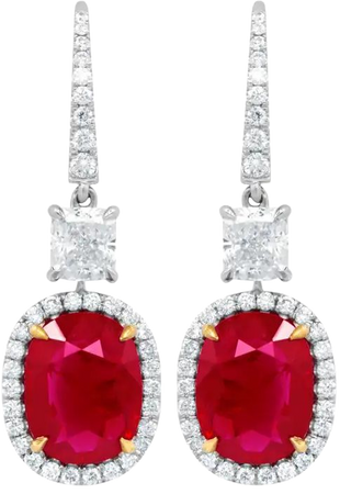 18kt White Gold Oval Shape Ruby GIA Certified Earrings